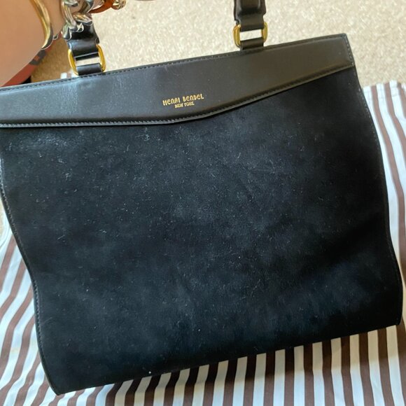 Brand new Henri Bendel Plaza Black Suede Satchel - Chic! Minimal! - Picture 4 of 7